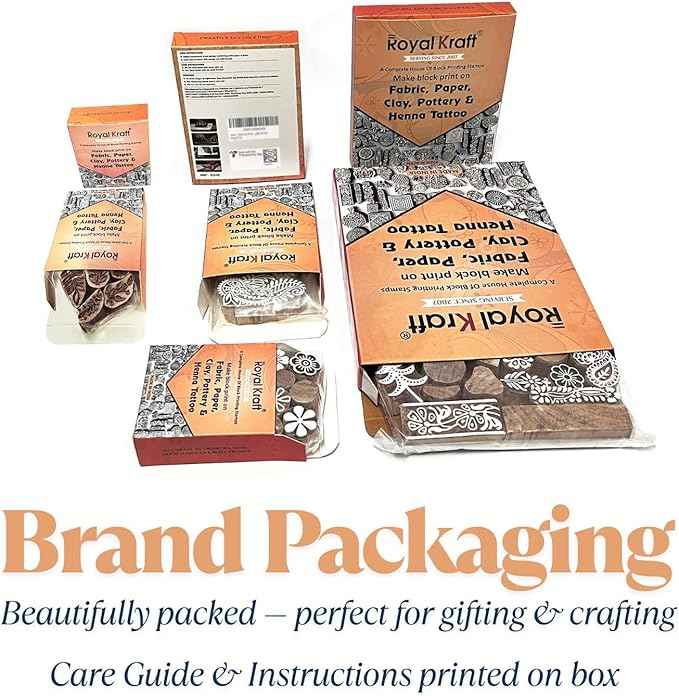 Royal Kraft Assorted Wooden Block Printing Stamps (Set of 10) Bulk01_10B
