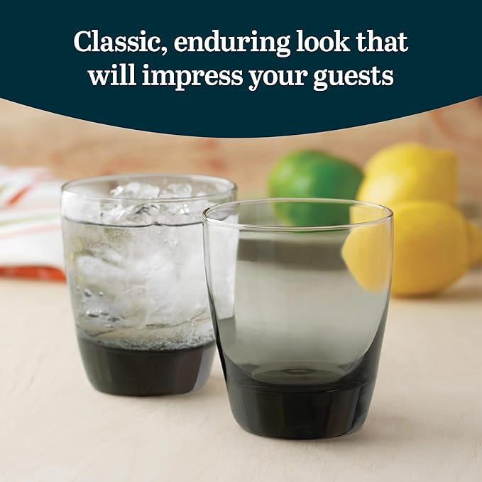 Libbey Classic Smoke Rocks Glasses, 13-ounce, Set of 12