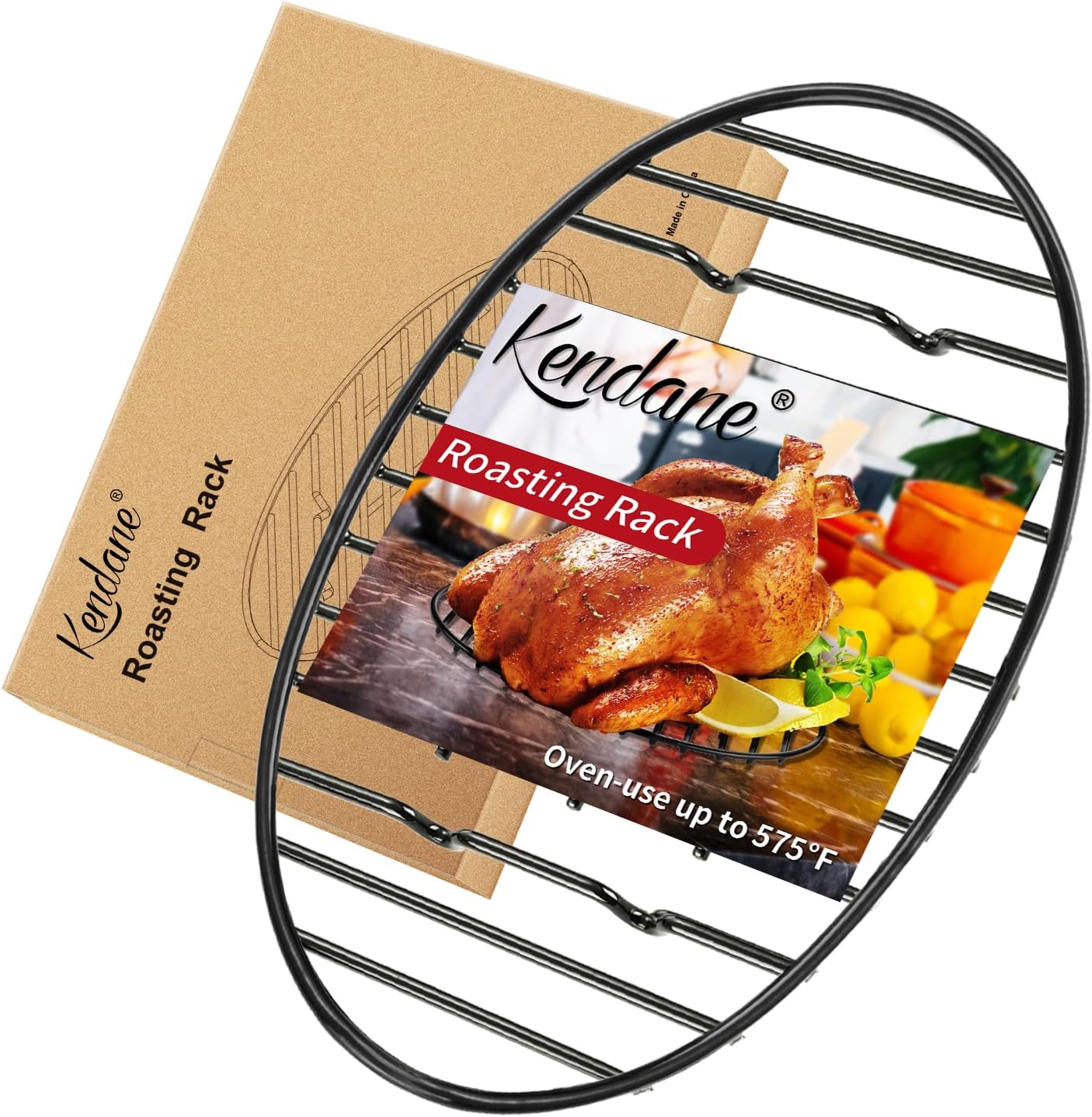 Roasting Rack with Integrated Feet, Cooling Drying Rack Kitchen Rack With Enameled Coating, PTFE Free, Great for Cooking, Roasting, Drying, Grilling, 12inch*8.5inch by KENDANE