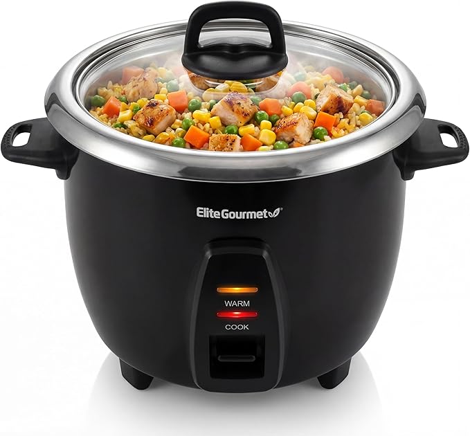 Elite Gourmet ERC2001BX 10-Cup Electric Rice Cooker with 304 Surgical Grade Stainless Steel Inner Pot, Makes Soups, Stews, Porridges, Grains and Cereals