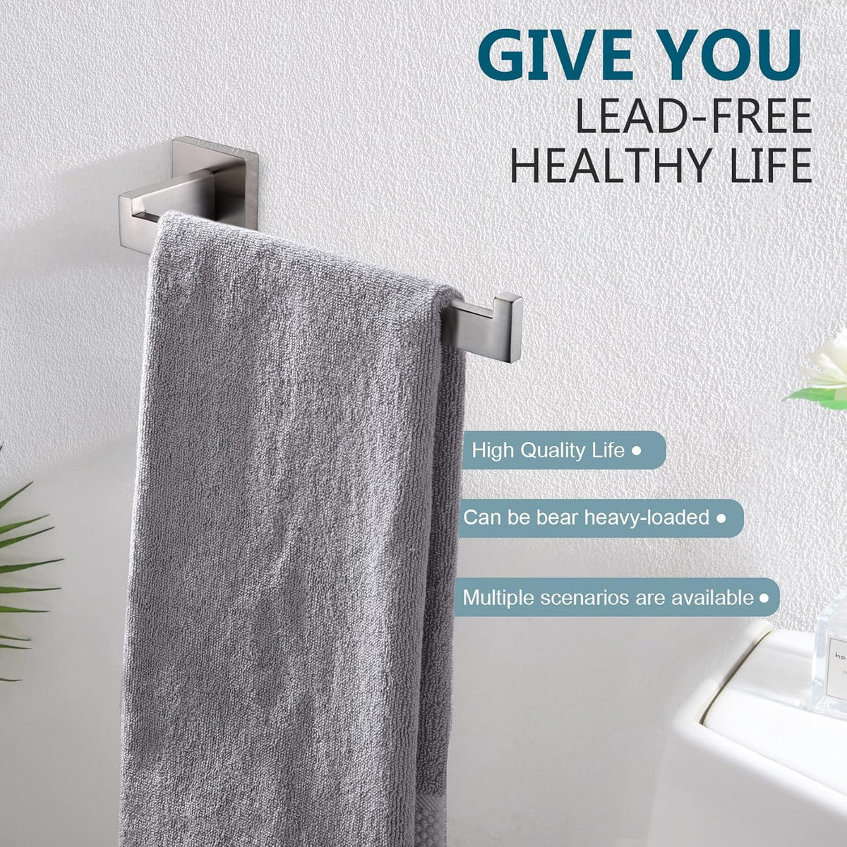 KOKOSIRI Hand Towel Holder Brushed Nickel Towel Bars Stainless Steel Bathroom Hardware Kitchen Paper Towel Holder Wall Mount, B3003BR
