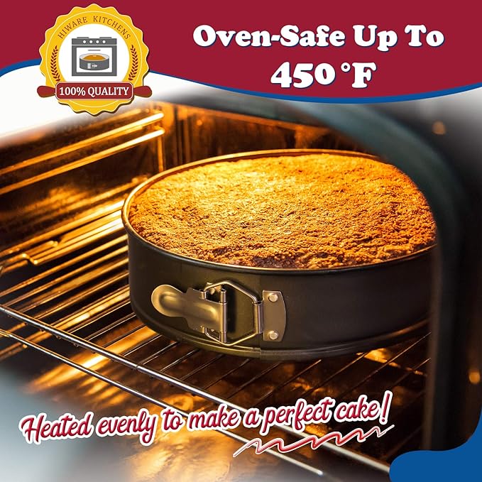 HIWARE 9 Inch Non-stick Cheesecake Pan Springform Pan with Removable Bottom/Leakproof - Black
