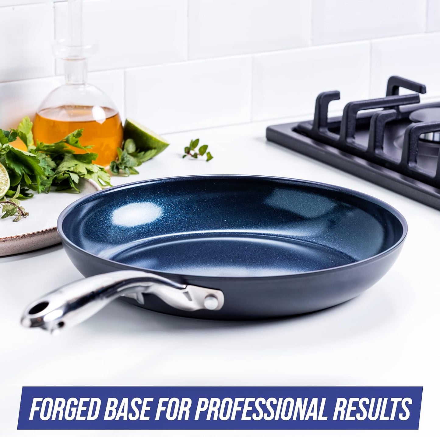 Blue Diamond Cookware Hard Anodized Ceramic Nonstick, 10" Frying Pan Skillet, PFAS-Free, Dishwasher Safe, Oven Safe, Grey