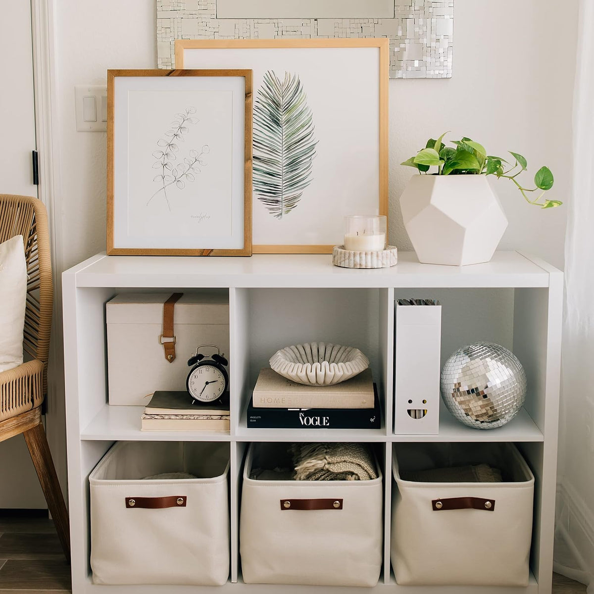 OrganiHaus Extra Large Fabric Storage Bins for Shelves 16x13in, Closet Storage Baskets for Shelf Organizing, Canvas Rectangle Bins for Organization, Linnen Baskets for Organizing - Off-White