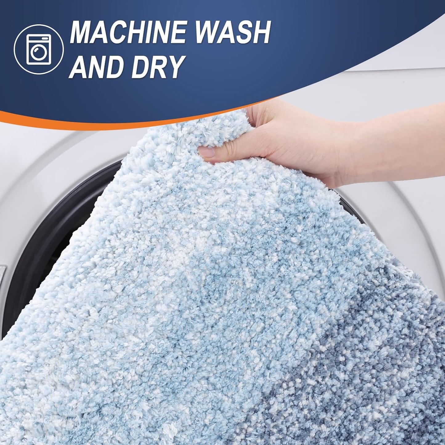 OLANLY Bathroom Rugs Mat 36x24, Extra Soft Absorbent Microfiber Bath Rugs, Rubber Backing, Quick Dry, Machine Washable Bath Mats for Bathroom Floor, Tub and Shower, Home Decor Accessories, Blue