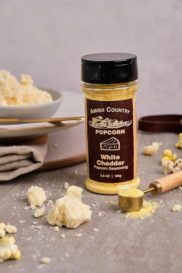 Amish Country Popcorn | Seasoning Variety Pack | BallPark Style Buttersalt - 5.5 oz and White Cheddar Cheese - 3.8 oz | 2 Pack Popcorn Seasoning