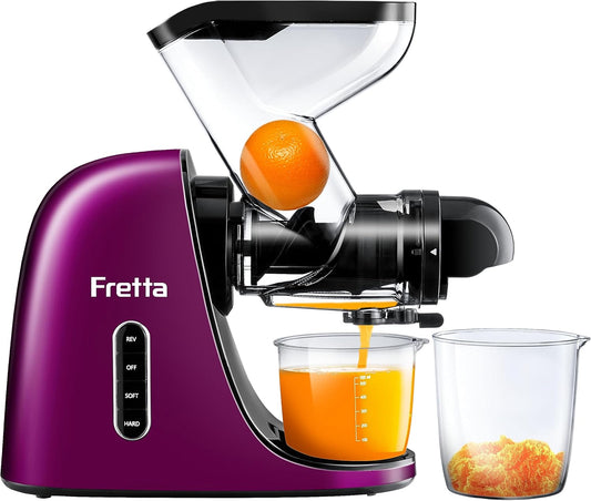 Cold Press Juicer, Masticating Slow Juicer, High Juice Yield Juicer Machines for Fruit & Vegetable, Nutrient and Vitamin Dense,BPA-Free, Easy to Clean(Purple)