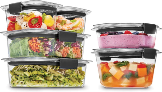 Rubbermaid Brilliance® Round and Rectangular Leak Proof Food Storage Containers, 12 Piece Set