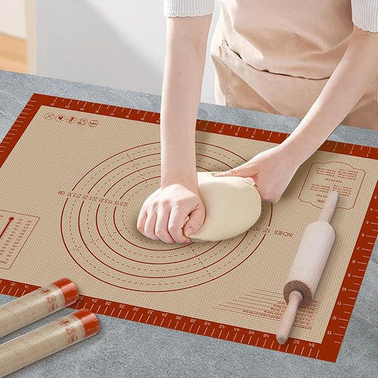 Pastry Mat, 0.7mm Extra Thick 36 x 24 Inches Large Non Stick Silicone Baking Pad, Pie Crust Rolling Supplies for Making Christmas Cookies Bread, Easy to Clean