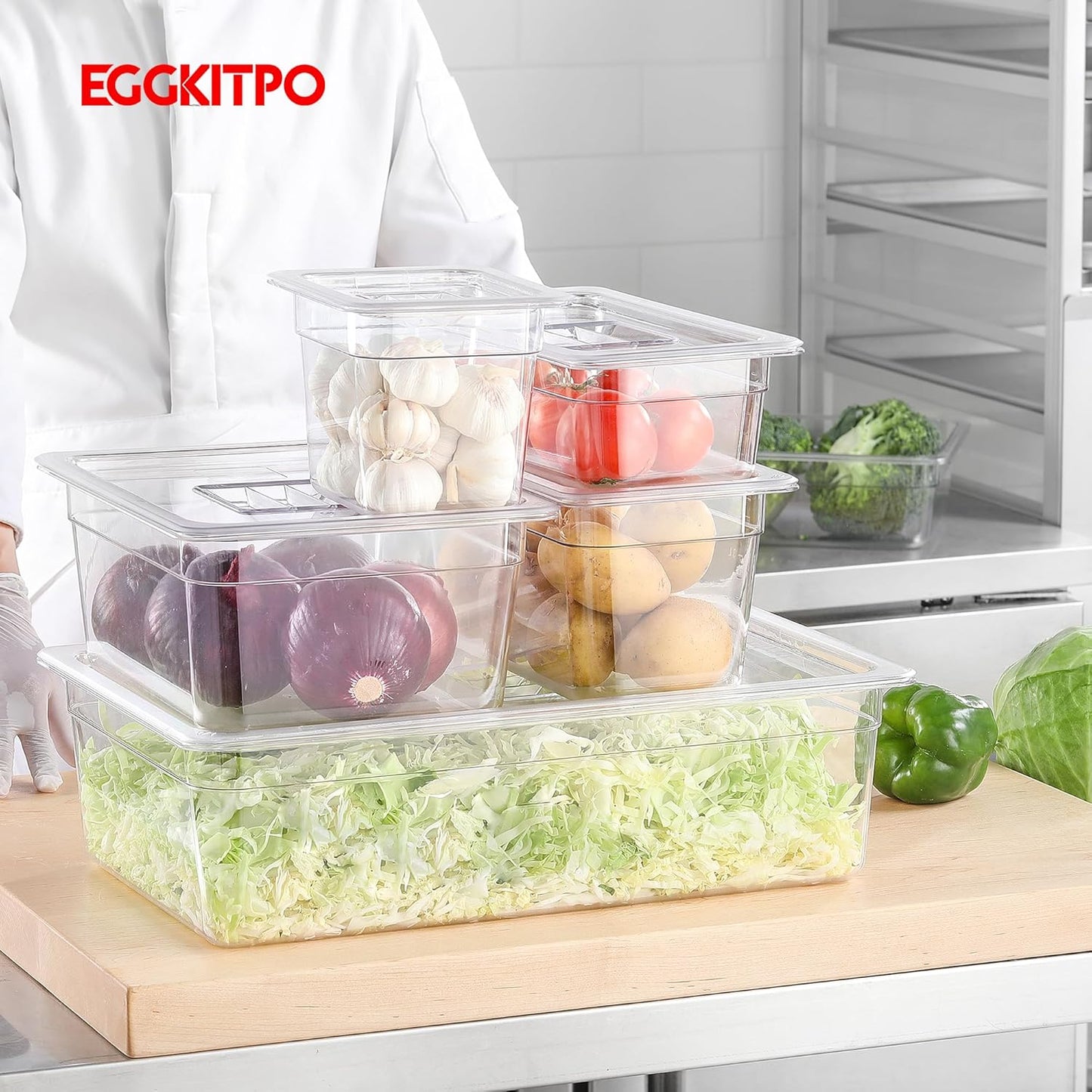 6-Pack 1/3 Size Food Pan 2.5 Inch Deep BPA Free Polycarbonate Food Storage Containers Stackable Clear Hotel Pan for Buffet Party Supplies Dishwasher Freezer Safe