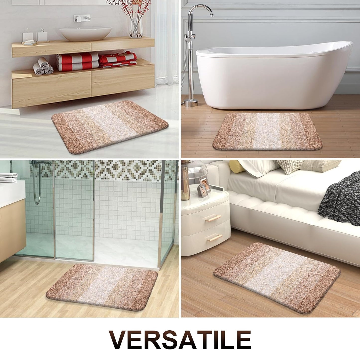 OLANLY Bathroom Runner Rugs 59x17, Extra Soft Absorbent Microfiber Bath Rugs, Rubber Backing, Quick Dry, Machine Washable Bath Mats for Bathroom Floor, Tub and Shower, Home Decor Accessories, Beige