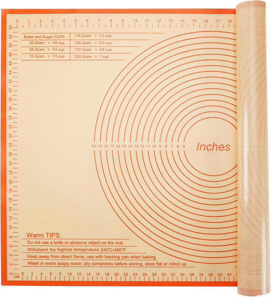 Non-slip Silicone Pastry Mat 34x26 Inch - Nonstick Baking Mat with Measurements, Perfect for Doug, Pastry, Pie Crust, Fondant, Pasta, Pizza Mats
