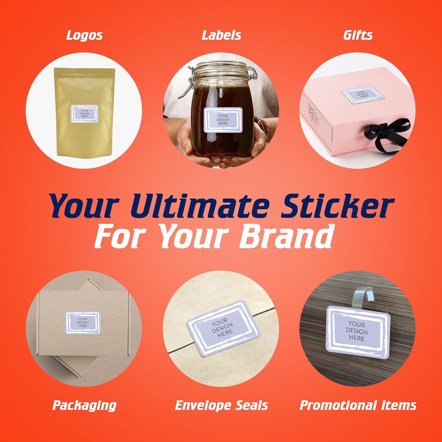 100 Custom Vinyl Stickers - Upload Your own Image, Text, Design, Logo - Personalized Logo Labels for Handmade, Packaging, Bottle, Jars, Candle, Brand Stickers (Lavender Swirls, 4x2)