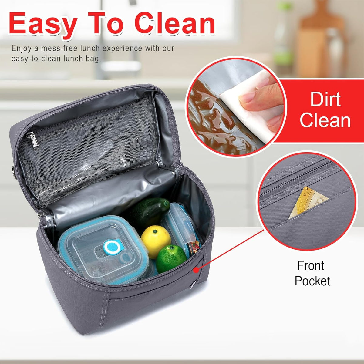 NOL Natural Organic Lifestyle Insulated Lunch Bags for Women Cooler Bag Lightweight Nylon Waterproof Lunch Box For Work