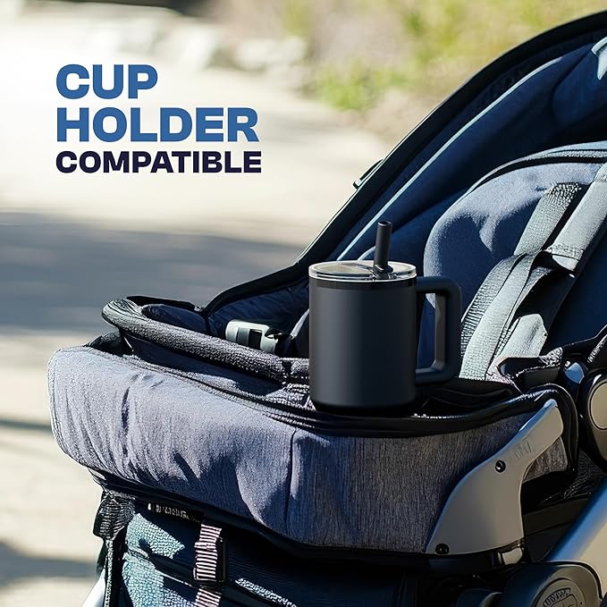 Frost Buddy Thicc Buddy - 16 oz Stainless Steel Vacuum Insulated Tumbler with Lid and Straw for Water - Travel Mug Cupholder Friendly - Gifts for Women Men Him Her (Dark Night)