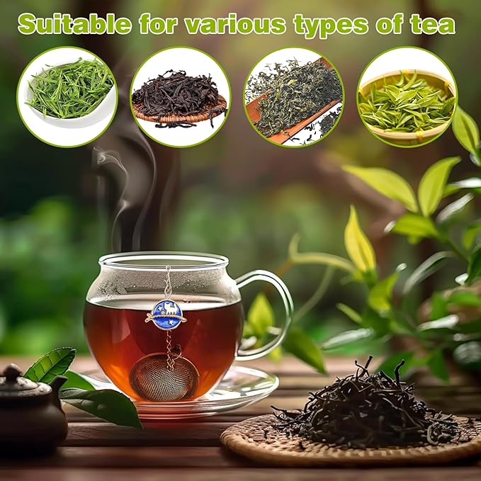 2Pcs Stainless Steel Mesh Tea Infuser, 2.1 inch Tea Ball with Cute Planet Cat Pendants,Tea Strainer Tea Diffuser Tea Steeper for Filtering Tea,Tea Infusers for Loose Tea (Cute Planet Cat, 2PC)