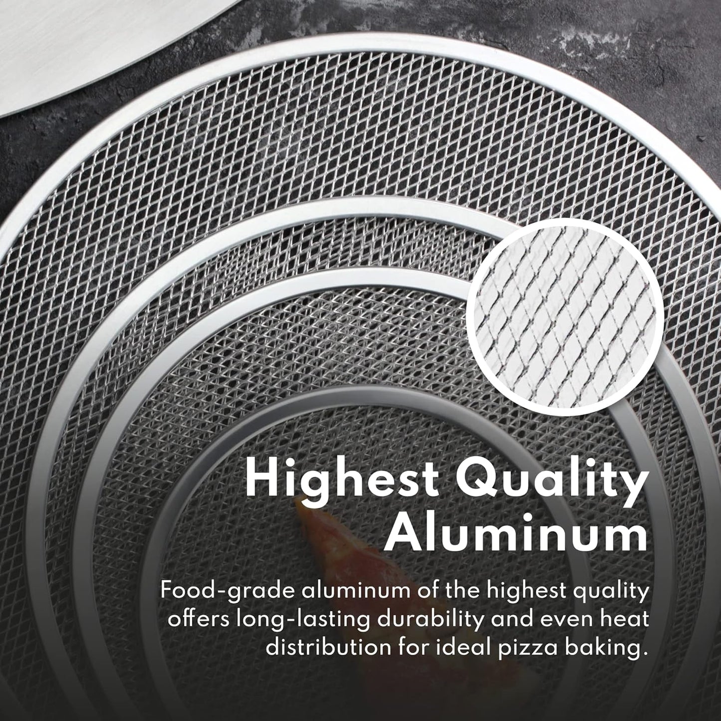 New Star Foodservice 50974 Restaurant-Grade Aluminum Pizza Baking Screen, Seamless, 16-Inch, Pack of 6