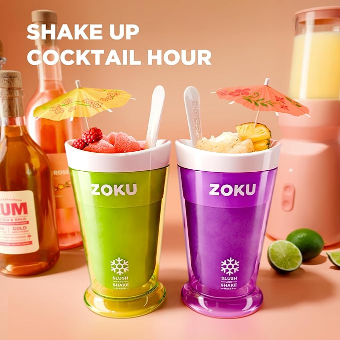 ZOKU Jumbo Slush and Shake Maker, Compact Make and Serve Cup with Freezer Core Creates Single-Serving Smoothies, Slushies and Milkshakes in Minutes, BPA-Free, Purple