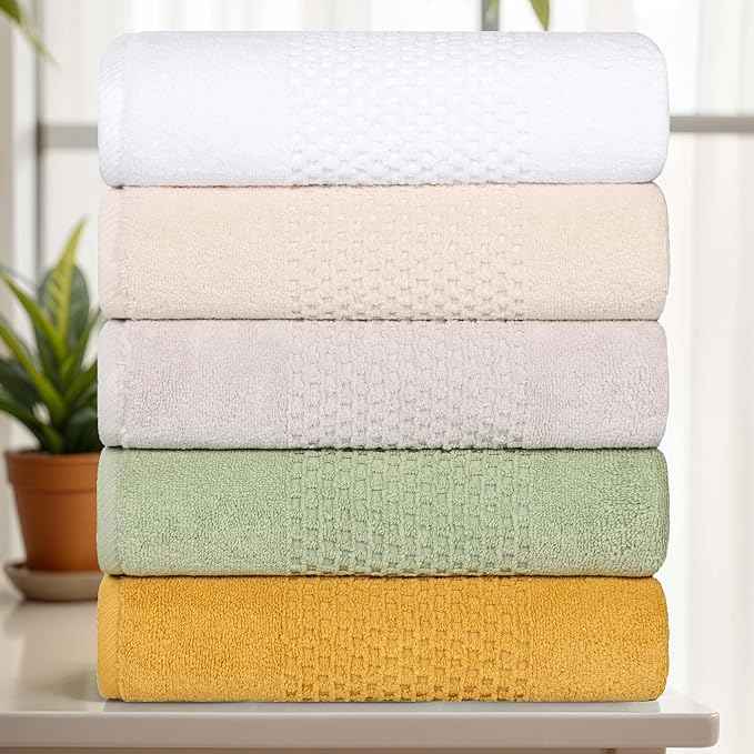 Superior Playa Zero Twist Cotton Medium Weight Towels, For Guest Bath, Bathroom, Shower, Spa, Plush, Quick Dry, Ultra-Soft Towels, Bath Essentials, Waffle Textured, 12 Piece Assorted Towel Set, Silver