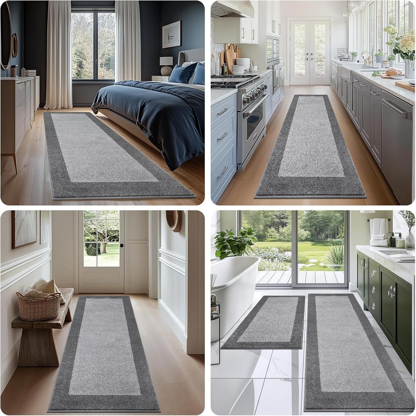 Machine Washable Runner Rug 32" x 120", Non Slip Kitchen Mat for Floor, Absorbent Entryway Rug for Kitchen, Bedroom, Living Room, Hallway, Door (Roll Packing)