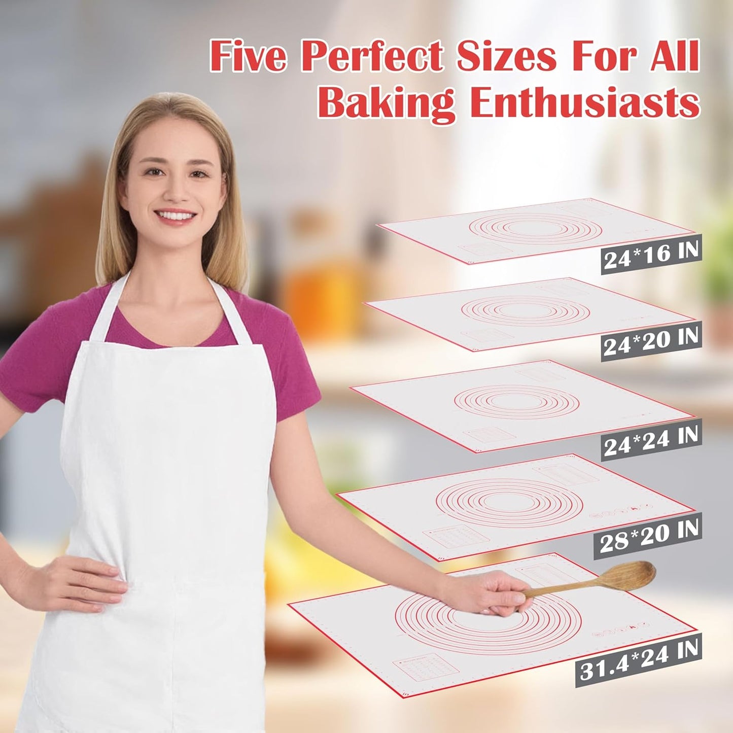 BlueBark 2 PCS - 32"L x 24"W Non-stick Silicone Baking Mat for Pastry & Dough, Sourdough Bread Making Tools, Kitchen Counter, Cooking Enthusiasts