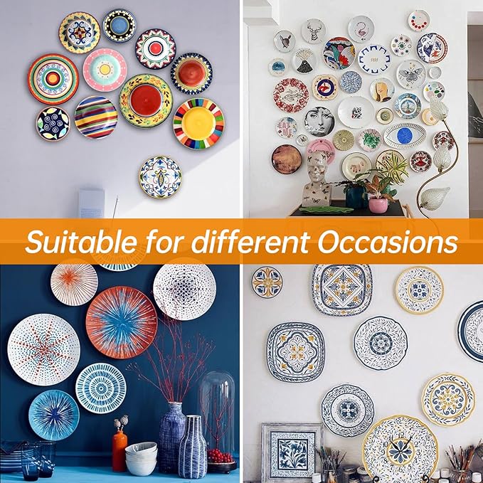 Bilillo 12 Pieces Invisible Wall Plate Hangers 4/6/8 Inches Wall Plate Hangers Stainless Steel Decorative with 12 Pieces Hook with Nails Suitable for 4-10 inch Decorative Antique and Arts(Gold)
