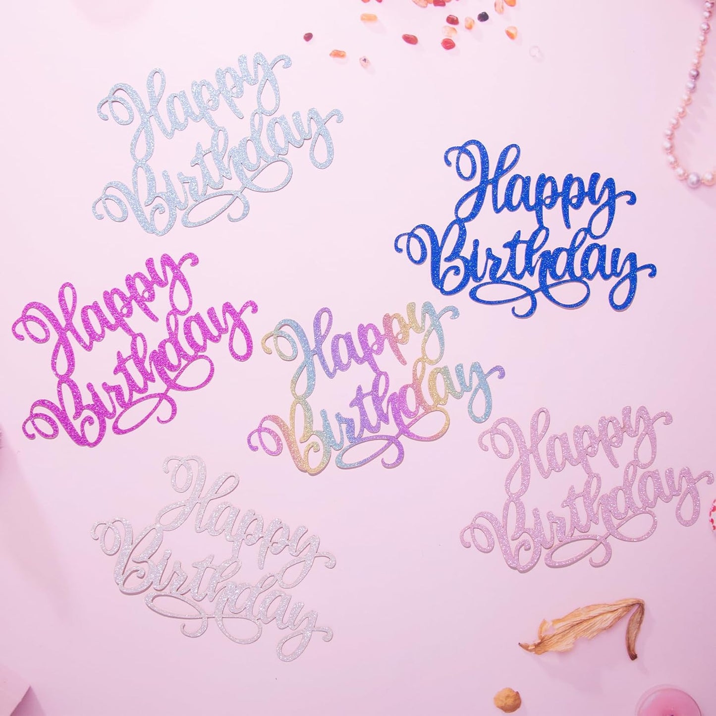 Happy Birthday Cake Toppers 9 Inch Glitter Happy Birthday Cake Pick for Birthday Anniversary Theme Party Cake Decorations Supplies - Colorful