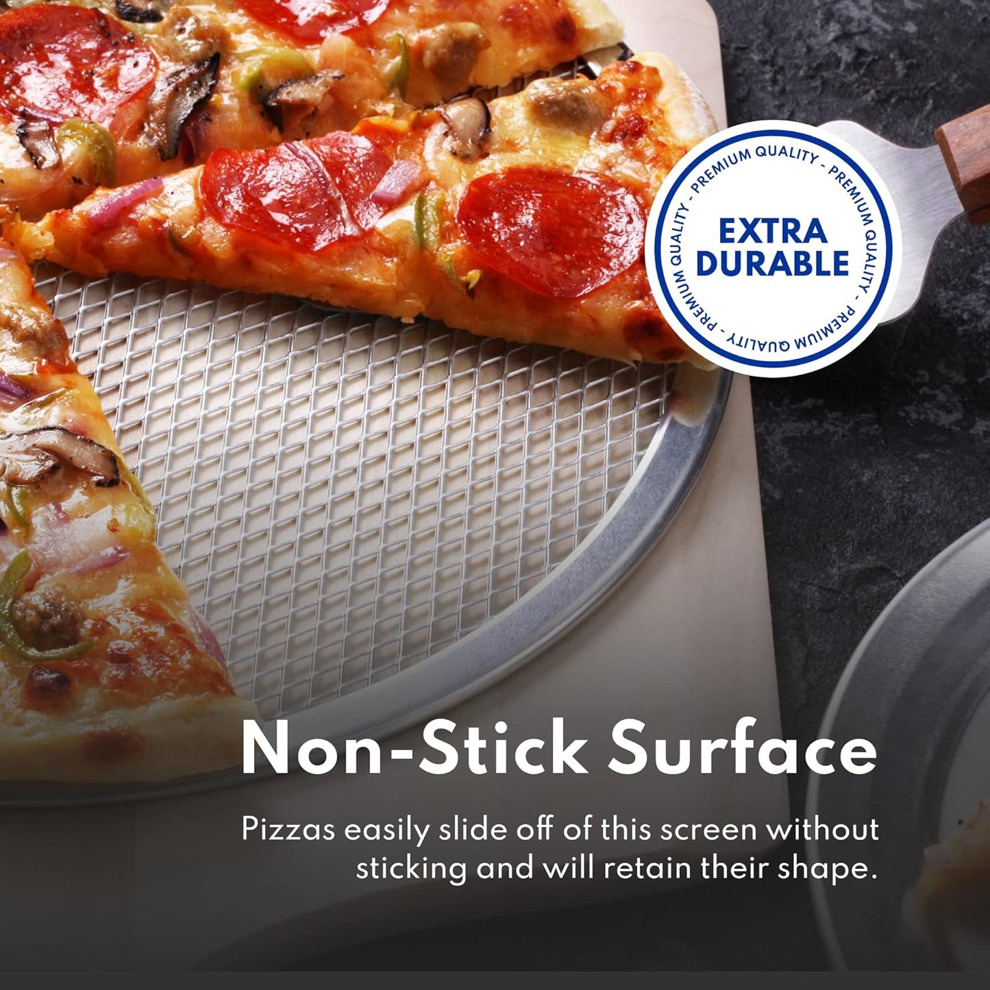 New Star Foodservice 50981 Restaurant-Grade Aluminum Pizza Baking Screen, Seamless, 18-Inch, Pack of 6