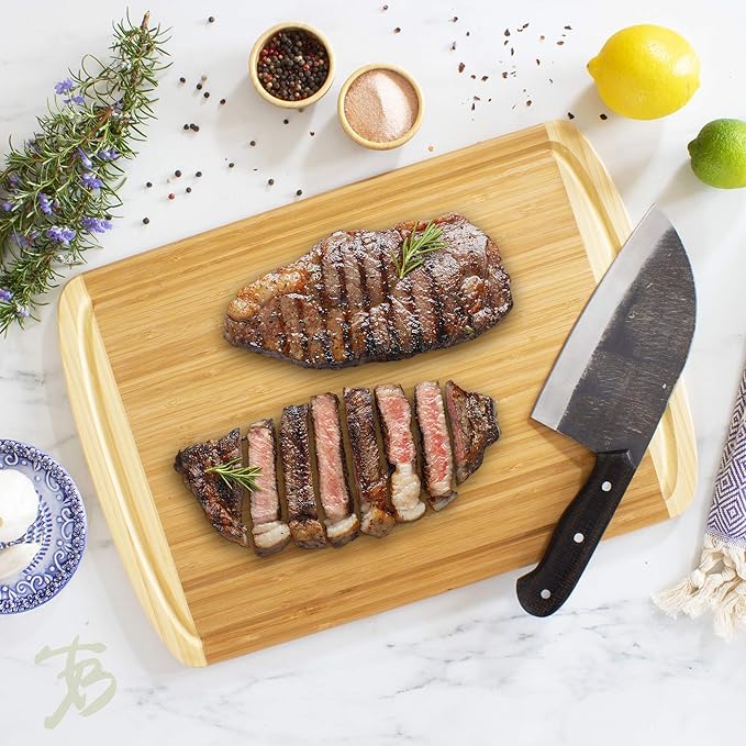 Totally Bamboo Reversible Baker's Board and Carving Butcher Block with Juice Grooves