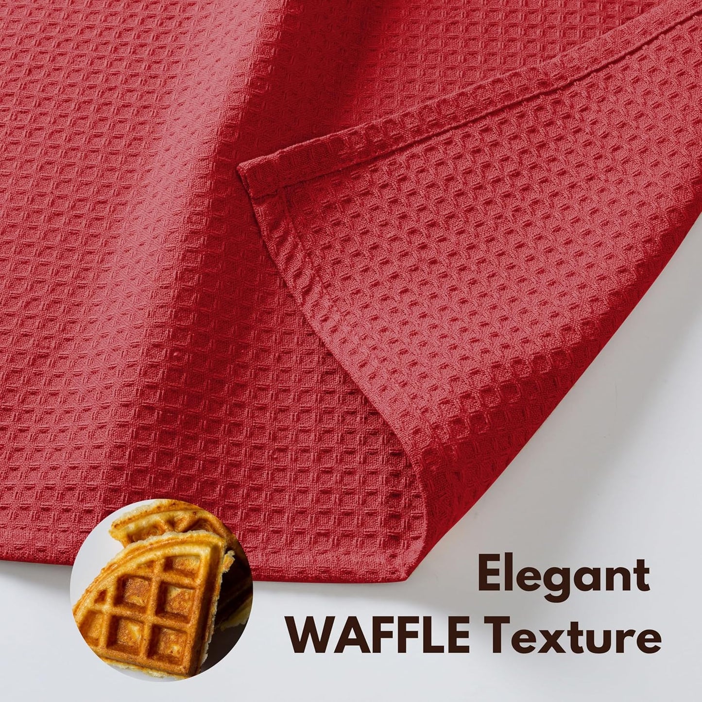 Native Fab Waffle 12 Pack 100% Cotton Easter Kitchen Dish Towels 16x26 Absorbent Durable Washable, Tea Towels, Dish Cloths, Bar Towels, Cleaning Towels, Kitchen Towels with Hanging Loop, Red