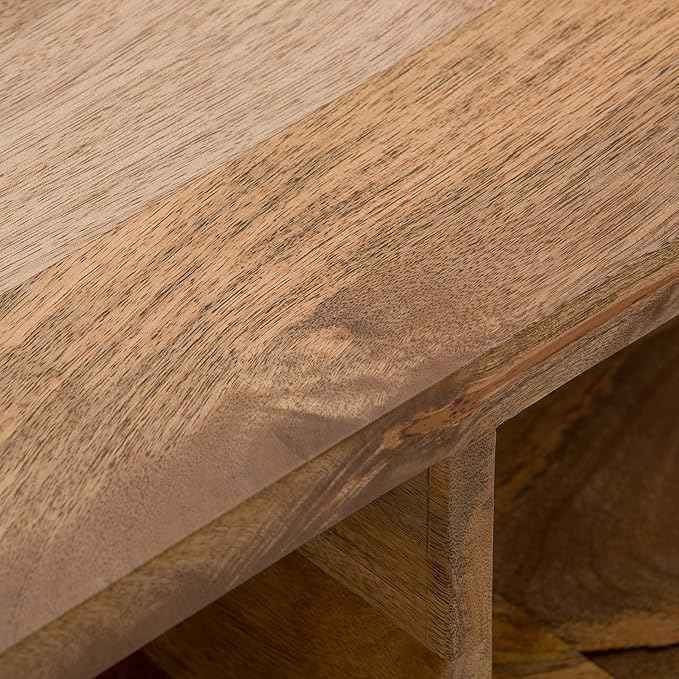 SIMPLIHOME Hunter Lift Top Coffee Table - 48 inch Wide Solid Mango Wood and Metal Industrial Cocktail Table in Natural, Functional Living Room Table with 2 Storage Cubbies and Hairpin Legs