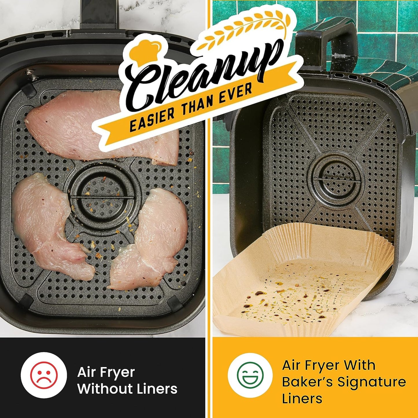 Air Fryer Liners for Ninja Foodi Dual – 125Pcs Disposable Parchment Paper for Ninja DZ201 DZ401, Instant Pot Vortex Plus, PowerXL Vortex – Non-Stick and Oil Proof for Easy Cleanup by Baker's Signature